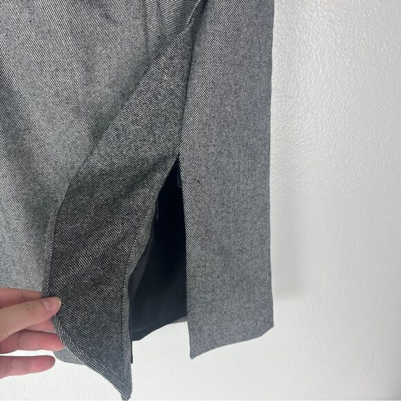 Talbots Wool Ruffle Cascading Grey Pencil Skirt with Slit - Picture 3 of 6